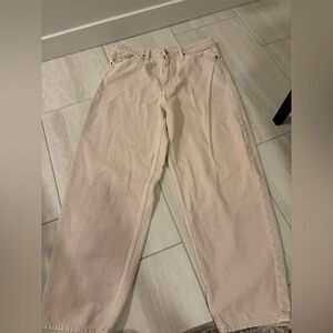 H&M Beige Barrel Loose Fit High Waisted Jeans Size 8